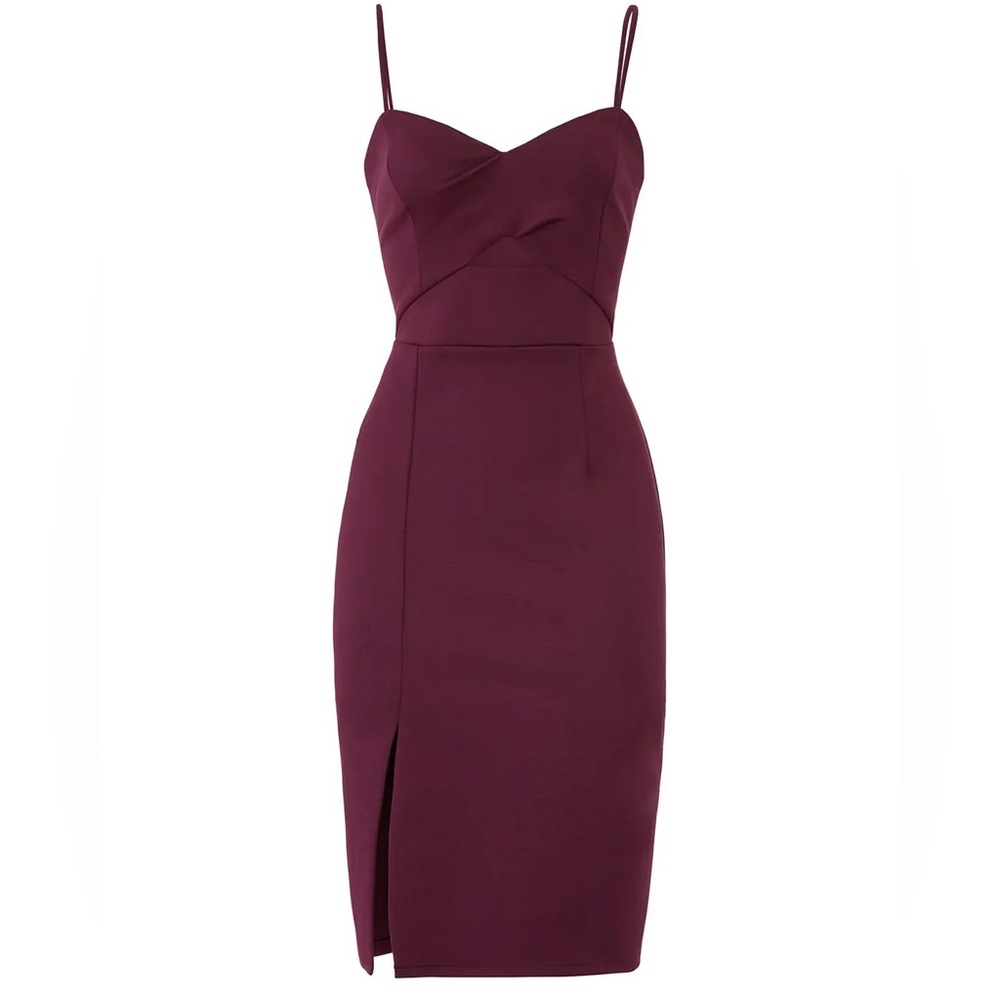 Shilla Illume Crossover Midi Dress L Large Aubergine Eggplant Wine Purple Midi